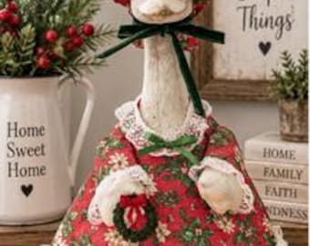 Christmas tiny white poinsettia outfit for MEDIUM 17"-19" plastic or concrete goose.