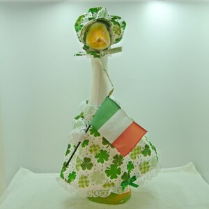 St. Patrick's Day patterned shamrocks outfit for a Large 23-27" concrete or plastic goose. Your choice of Irish flag or not.
