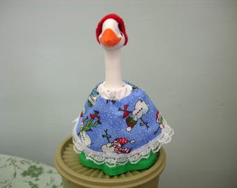 Desk goose outfit in snowmen on blue for 7" office geese