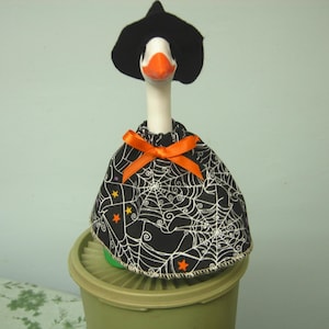 Halloween spiderweb witch for 7&quot; desk goose gift for mom girlfriend coworker birthday present. Made to order Allow 7-10 days.
