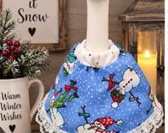 Desk goose outfit in snowmen on blue for 7" office geese