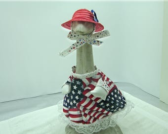 Goose outfits in Patriotic stars and stripes for SMALL 14" tall goose.