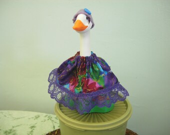 Summer Goose clothes 7" desk goose outfit in flowers with purple lace