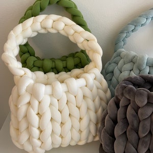Bolso grueso, Bolso de punto, Bolso tote, Bolso de punto grueso, Bolso de hombro hecho a mano