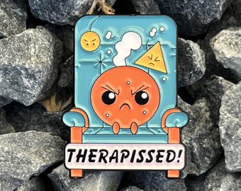 Therapissed Enamel Pin: Upset Smiley Face, Mental Health Awareness