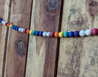 Rainbow Wooden Bead Garland