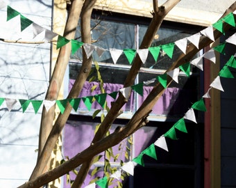 Teeny Tiny Green and White Bunting 13 feet Ask about Custom Colors!