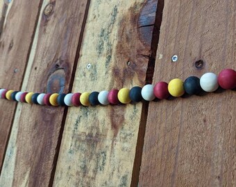 Black,White, Red and Yellow Custom dyed wooden bead garland