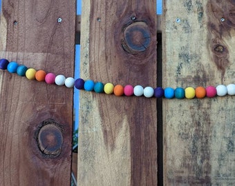 Bright Rainbow Custom dyed wooden bead Garland