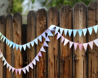 True Pastel Rainbow 2 Inch Triangle Bunting! 15 feet long