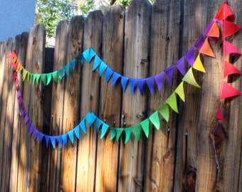 Bright Ombre Rainbow 2 inch Triangle Bunting 14 Feet long