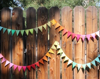 Bright Pastel Rainbow Triangle Bunting 15 feet long