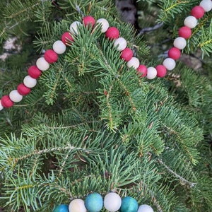 Red and white Wooden Bead Garland