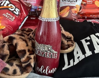 Bed Party, College Logo Bottle, Glitter Bottles, Commitment Day Bottles, College Commitment, Bed decorating party, graduation, celebration