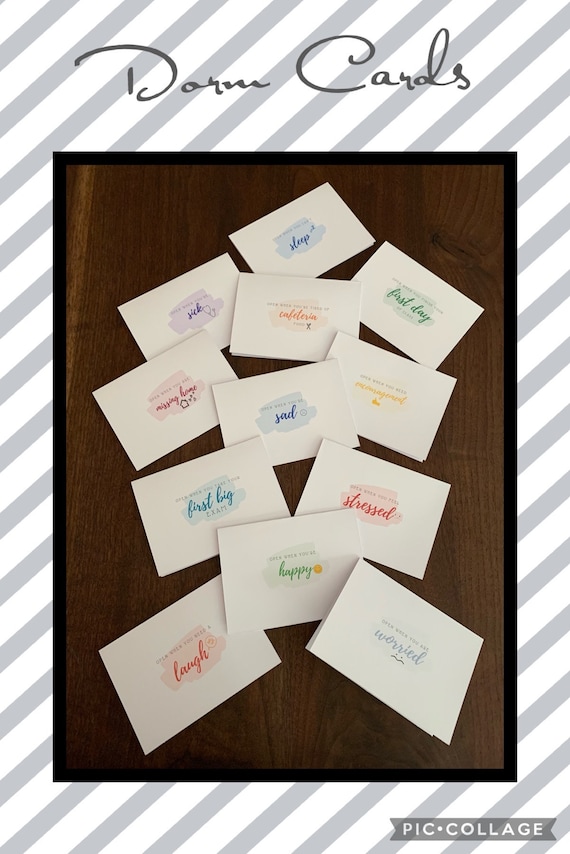 Dorm Cards -Open When Dorm Cards -Parent Weekend- Open When Letters- Cards for College- Leaving for College- college package idea