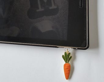 Carrot charm dust plug for Kindles, Phones, Tablets. Perfect gift for book lovers!