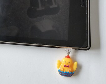 Easter Chick charm dust plug for Kindles, Phones, Tablets. Perfect gift for book lovers!