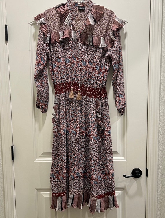 Diane Freis 80s One Size Multipattern Dress Maroon