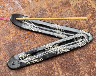 Tropical Leaf Incense Holder, Hand-carved banana leaf design