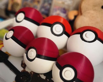 Functional Pokéball Display Prop | Hinged Lid + Push Button | Storage + Display Container