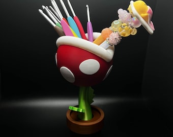Porte-crayons lesté pour plante piranha inspiré de Mario | Organiseur de bureau imprimé en 3D | Cadeau de joueur amusant et nostalgique
