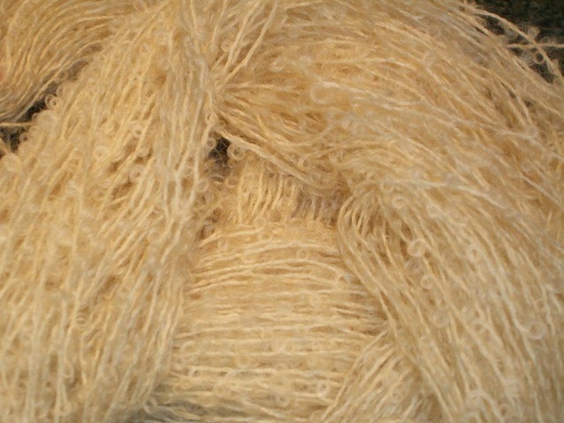 Natural, Boucle, mohair merino 2 ply blend yarn image 2