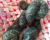 Moss green, boucle mohair blend yarn