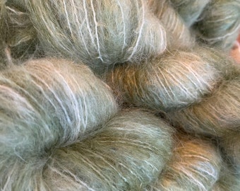 Pistachio, Brushed Mohair Blend, 2 ply yarn