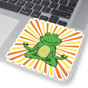 Pegatina de Rana Radiante / Vinilo inspirado en Kambo del Plexo Solar / Arte curativo de la jungla / Animal de medicina vegetal meditativa / Rana Kambo