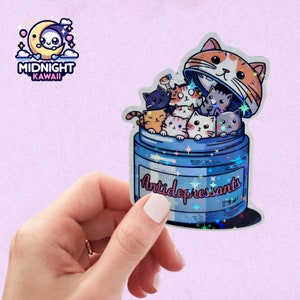 Sticker chat autocollant holographique scintillant