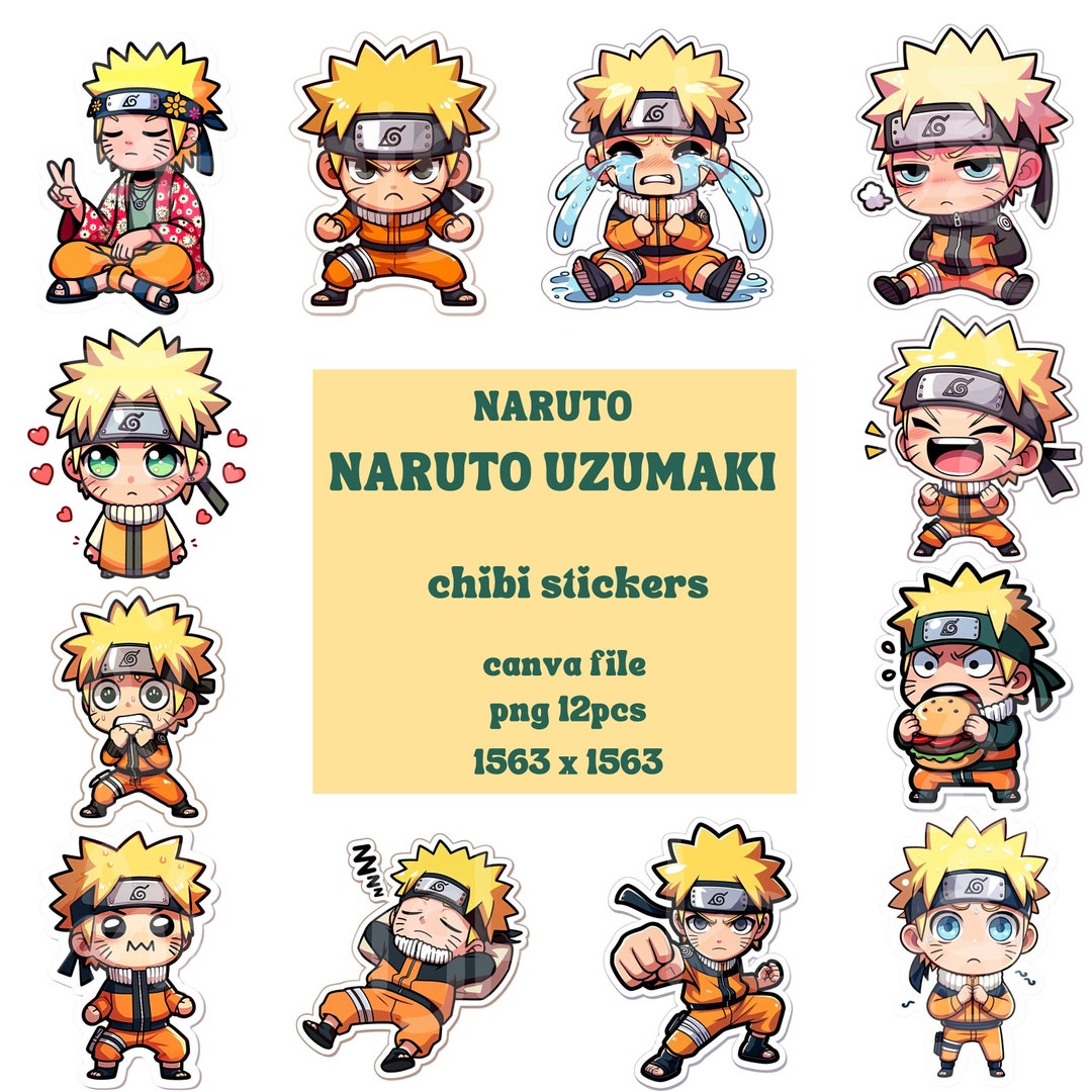 12 Pcs Naruto Uzumaki Stickers, Digital File Etsy