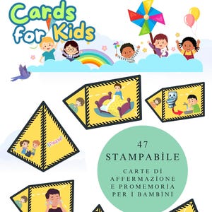 Kaart van affermazioni en promemoria per bambini Positieve overwegingen, carte per bambini - Digitale pdf downloaden