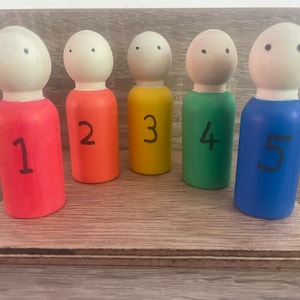 Rainbows and Numbers peg dolls set