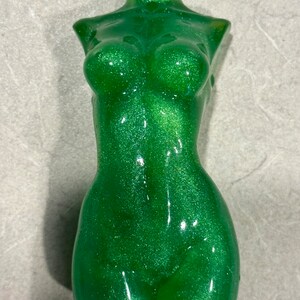 Beautiful 4 Goddess Resin Sculpture Iridescent Jade Green Color Female Torso Dark Academia Décor image 5