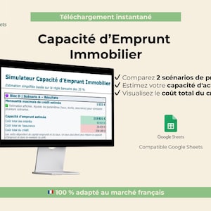 Simulatore di capacità di indebitamento ipotecario (Francia) | Calcolo del rapporto debito/reddito al 35% + confronto degli scenari | Fogli Google