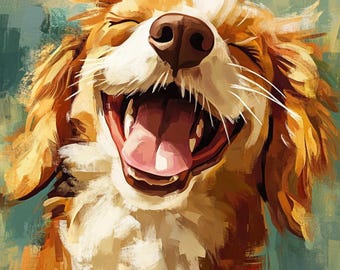 Happy Pets Portrait individuelles Tierportrait AI Digitaldruck zum sofortigen Download