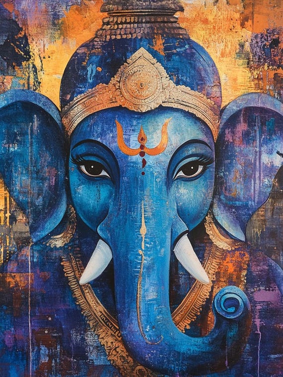 ガネーシャ神の絵画 壁アート インドのヒンドゥー教の神ガネーシャの