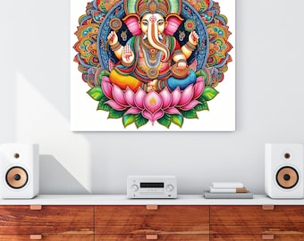 Lord Ganesha Line art Wall Art Indian Hindu God Ganesha Painting AI Digital Prints Instant Download wall art Poster Lord Ganesh illustration