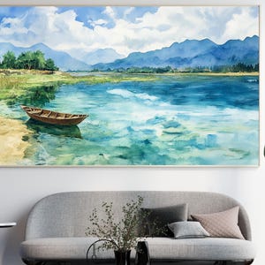 Kerala Backwaters India Travel Print Instant Digital AI Download Landscape Watercolor Art Home Decor Kerala India Backwaters Travel to India