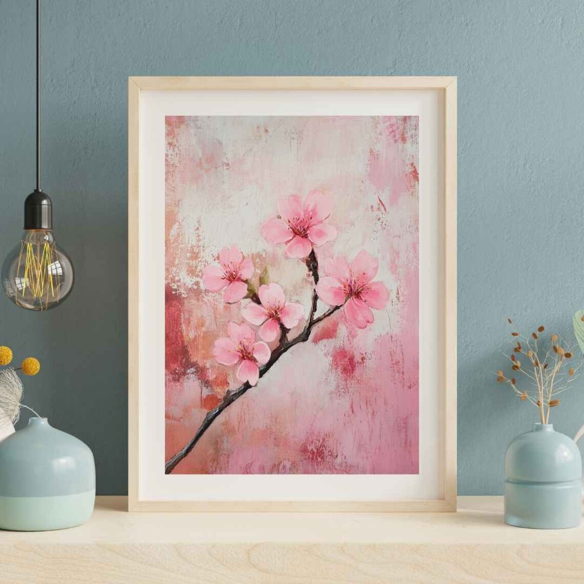 Cherry Blossom Painting Colorful Print Home Wall Art Decor Poster ...