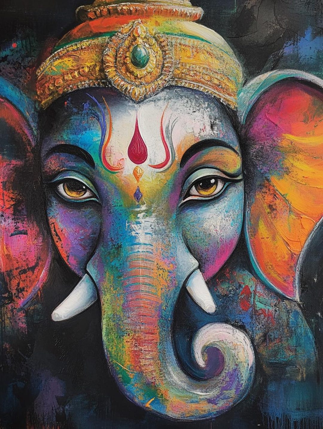 Lord Ganesha Painting Wall Art Indian Hindu God Ganesha Painting AI Lord Ganesha Painting Wall Art Indian Hindu God Ganesha Painting AI