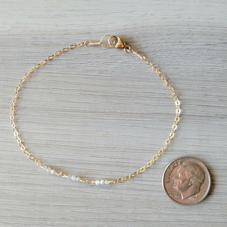 Petite Diamond Gold Filled Cable Chain Bracelet Dainty Layering image 4