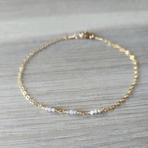 Petite Diamond Gold Filled Cable Chain Bracelet Dainty Layering image 5