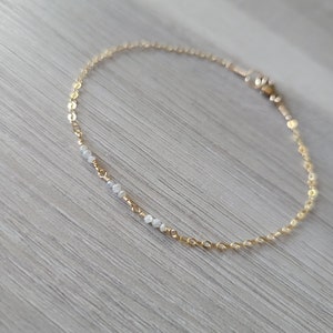 Petite Diamond Gold Filled Cable Chain Bracelet Dainty Layering image 6