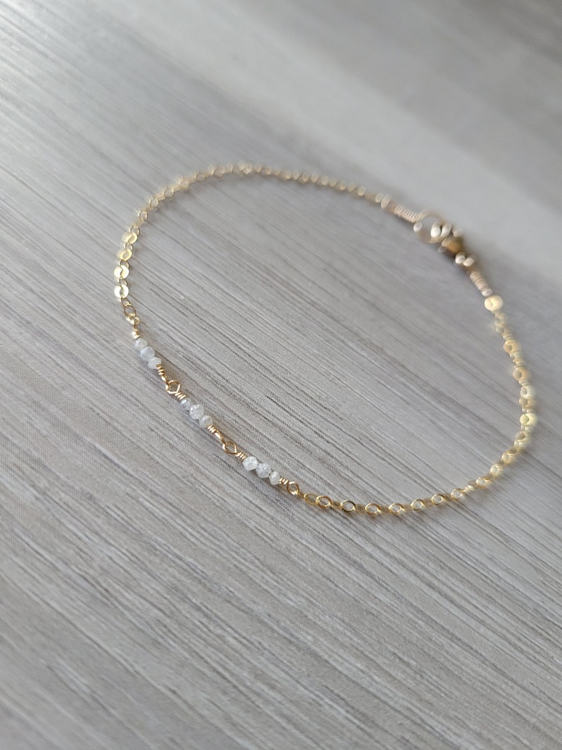 Petite Diamond Gold Filled Cable Chain Bracelet Dainty Layering image 6