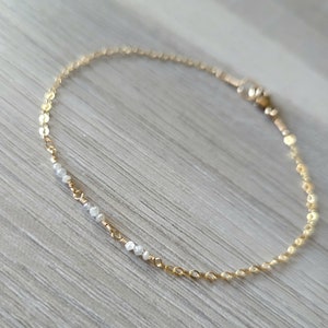 Petite Diamond Gold Filled Cable Chain Bracelet Dainty Layering image 2