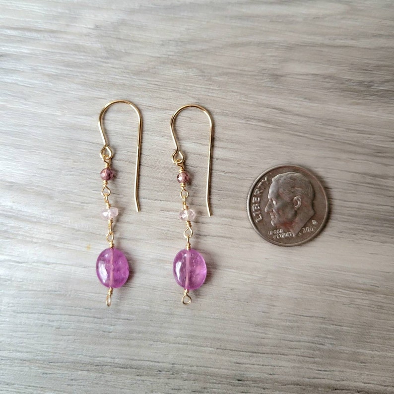 Pink Sapphire Beryl and Spinel 14K20 Gold Filled Wire Wrapped Gemstone Earrings image 3