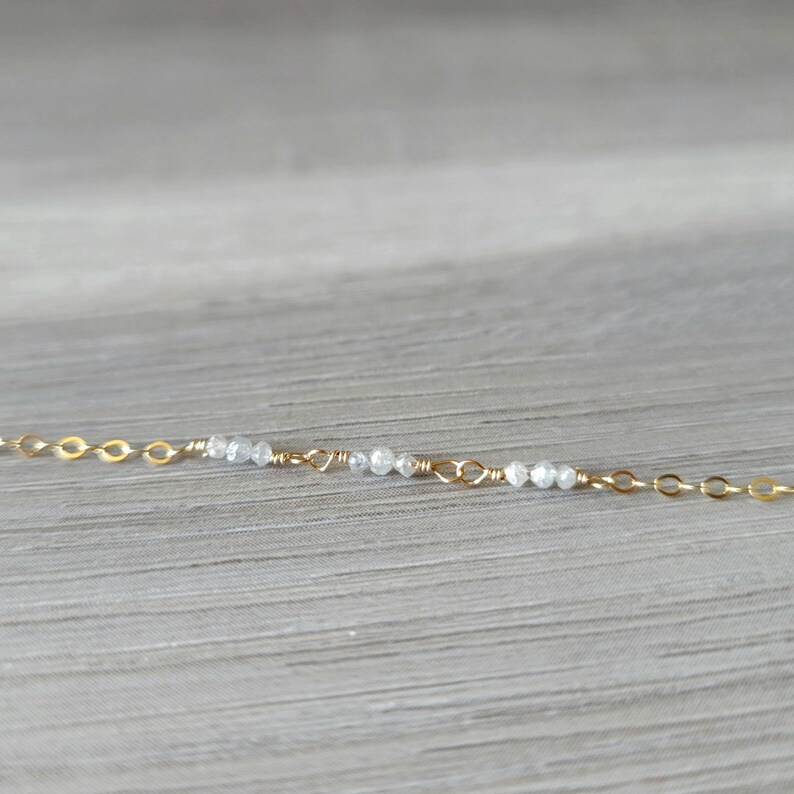 Petite Diamond Gold Filled Cable Chain Bracelet Dainty Layering image 3