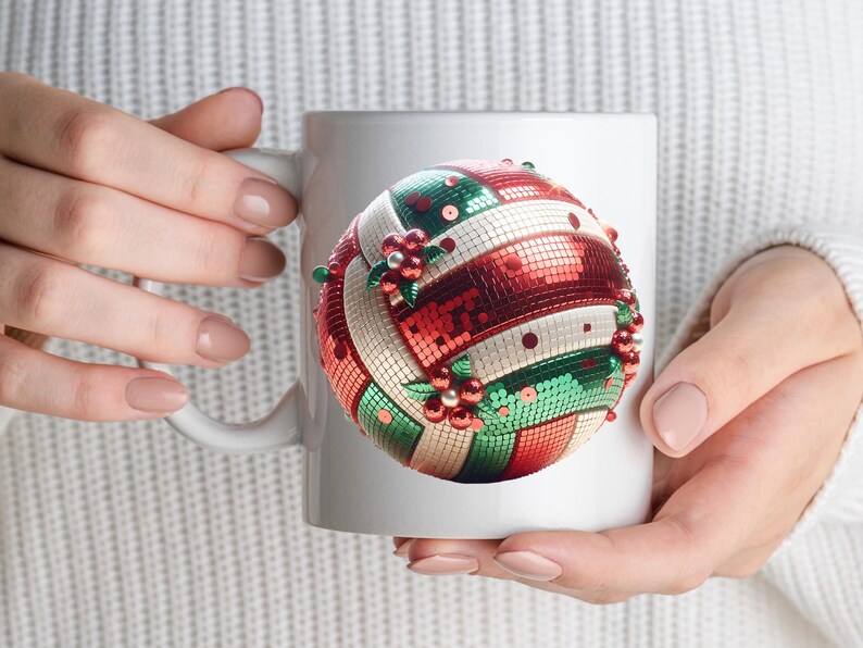 Christmas Volleyball Sequin Coquette Volleyball Clip Art for DIY Shirts