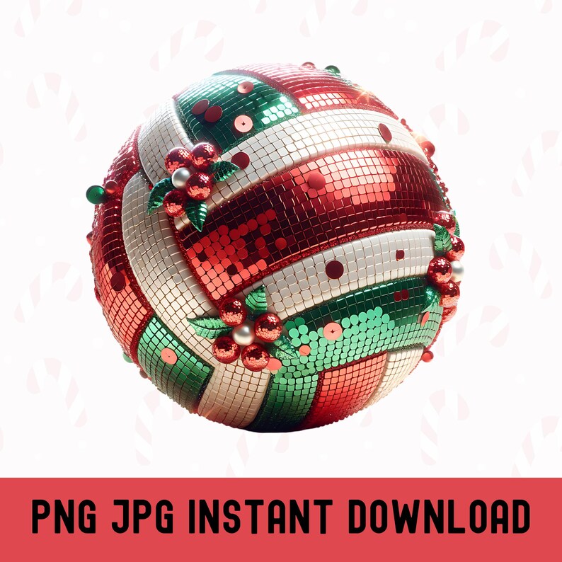 Christmas Volleyball Sequin Coquette Volleyball Clip Art for DIY Shirts